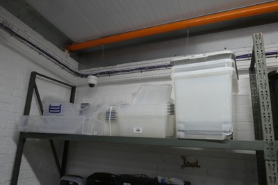 Lot 2192 - Shelf containing various transparent storage...