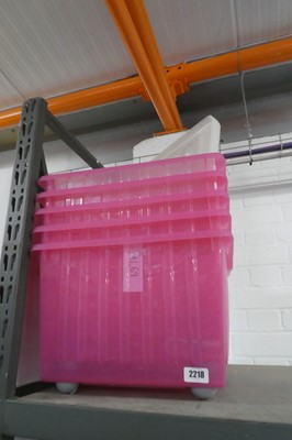 Lot 2218 - Set of 5 pink storage boxes