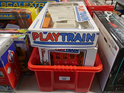 Lot 1425 - Red crate containing Playtrain train set and...
