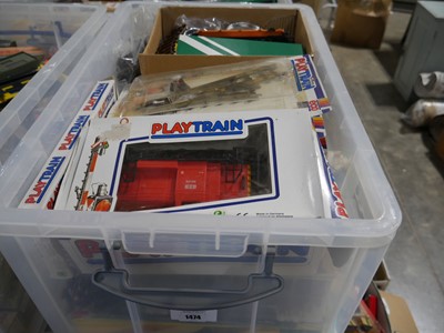 Lot 1474 - Clear plastic crate containing Playtrain model...