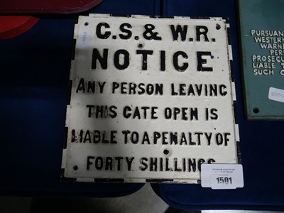 Lot 1501 - Reproduction GS&WR notice; 'Any person leaving...