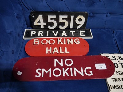 Lot 1502 - 4 small wooden railway signs; 'Private',...