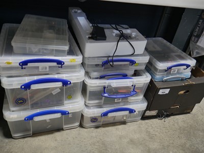 Lot 1435 - Half an under bay of railway accessories...