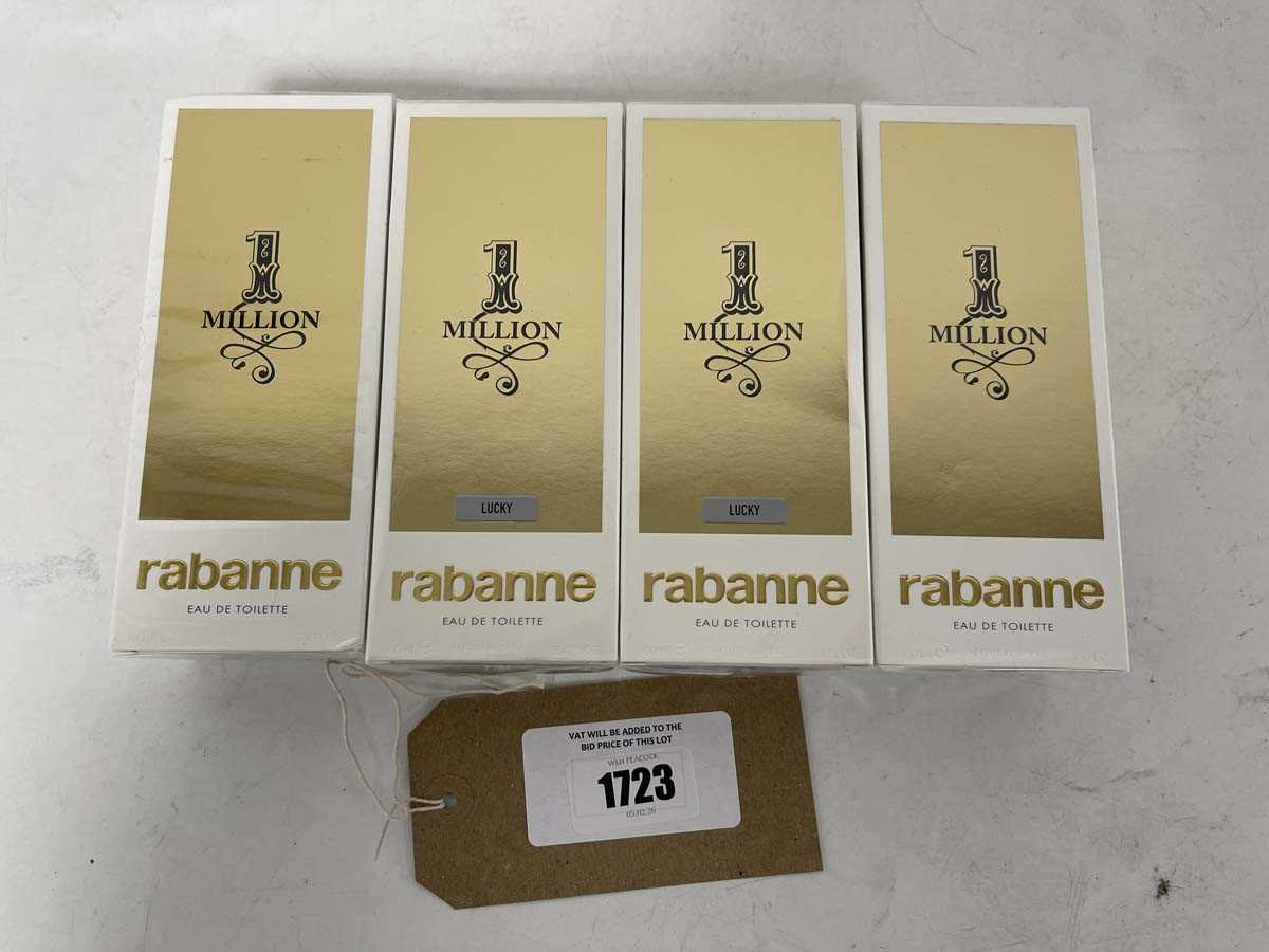 Lot 1723 - 4x Paco Rabanne 1 million eau de toilette 100ml