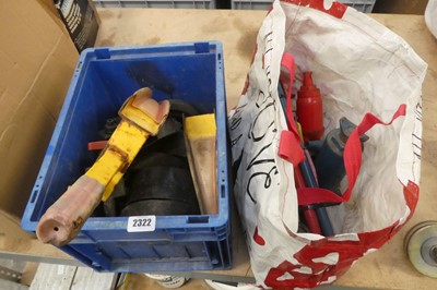 Lot 2322 - Bag containing 2 bottle jacks and car jack...