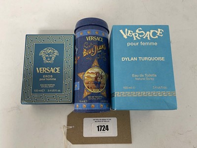 Lot 1724 - 3x Versace perfumes to include blue jeans man...