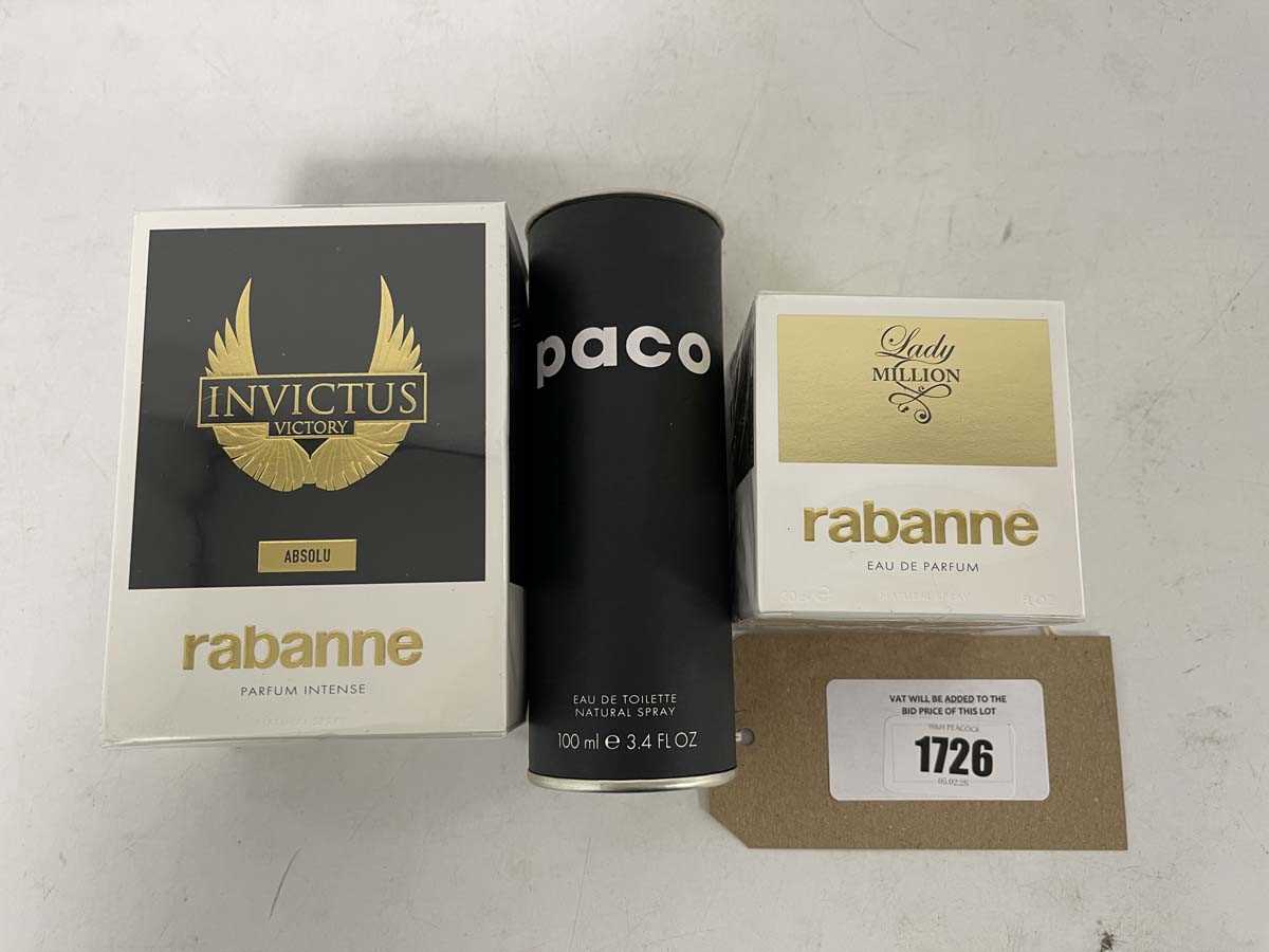 Lot 1726 - 3x Paco Rabanne perfumes to include paco 100ml,...