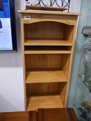 Lot 1507 - Pine effect open front bookcase