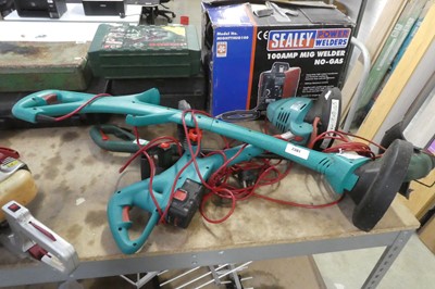 Lot 2381 - 3 Bosch electric garden strimmers