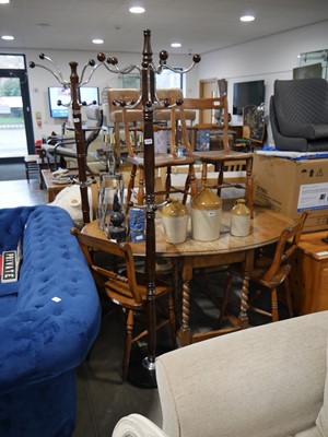 Lot 1553 - Free standing hat and coat stand in wooden and...