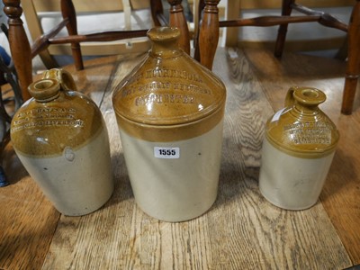 Lot 1555 - 3 various earthenware wine jars