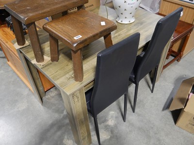 Lot 1561 - Wood finish dining table with 2 black...
