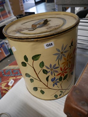 Lot 1568 - Cream coloured hand painted decorative storage...