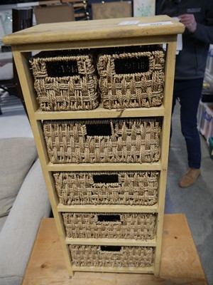Lot 1572 - Wooden bathroom cabinet with wicker drawers
