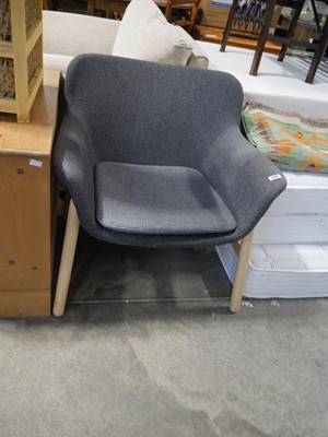 Lot 1574 - Grey upholstered easy chair on beech finish...