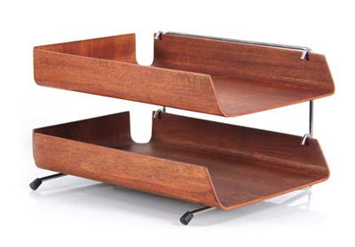 Lot 209 - A Mallod two-tier desk tidy with teak laminate...