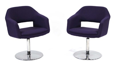 Lot 228 - A pair of contemporary purple swivel tub...