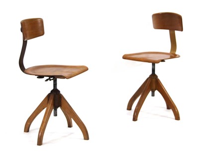 Lot 230 - A pair of 1930's machinist or factory chairs...