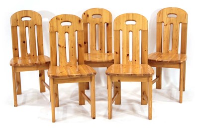 Lot 241 - A set of five Scandinavian pine dining chairs...