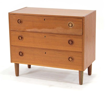 Lot 242 - A 1960's and later teak chest of three long...
