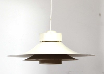Lot 144 - A Danish white enamelled ceiling light, Model...