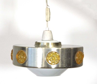 Lot 149 - A Danish ceiling light, the aluminium shade...
