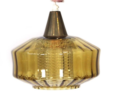 Lot 173 - A 1970's Danish smoked glass ceiling light...
