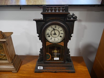 Lot 1012 - Ornate wooden cased mantle clock