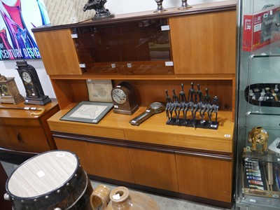 Lot 1014 - Mid century teak G-Plan wall unit with dark...