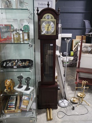 Lot 1045 - Modern grandfather clock in mahogany effect case