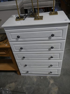 Lot 1048 - Modern white chest of 5 drawers