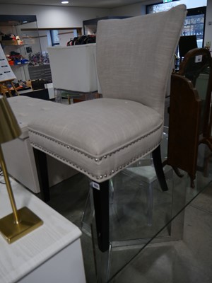 Lot 1055 - Single upholstered and studded dining chair in...