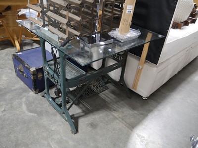Lot 1062 - Cast iron Singer sewing machine base with...