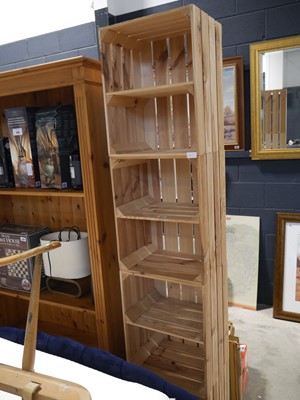 Lot 1074 - Pine open fronted storage unit created from...