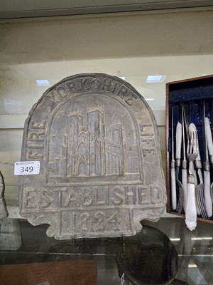 Lot 349 - A fire plaque reading 'Yorkshire fire life...