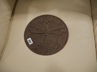Lot 1042 - Metal sundial plaque with dragonfly motif