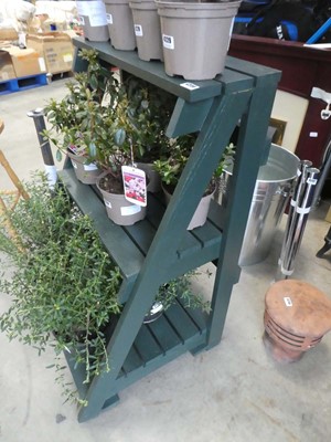 Lot 4238 - Green 3 tier wooden plant stand