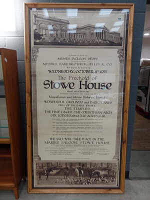 Lot 5036 - Large framed and glazed Stowe House auction...