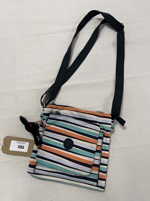 Lot Kipling stripe handbag in navy with monkey...