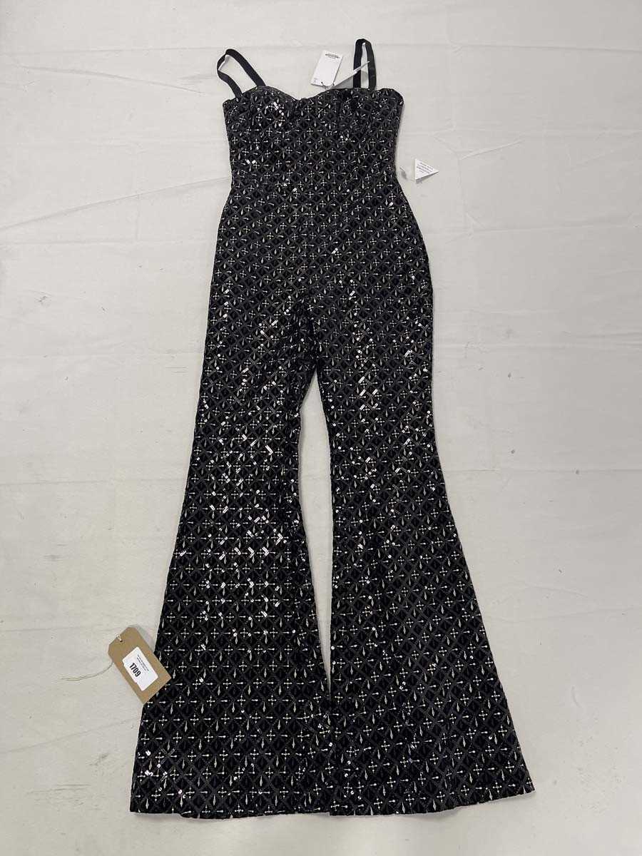 Lot Nadine Merabi black sequin jumpsuit size large