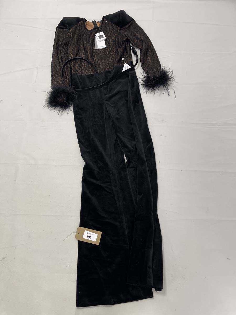 Lot Nadine Merabi black sequin bodice jumpsuit...