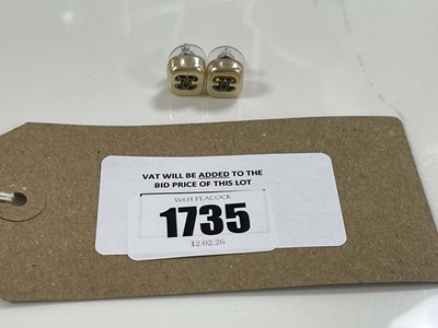 Lot Chanel Vintage coco mark champagne gold stud...