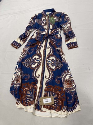 Lot Farm Rio arabesque scarf blue midi dress size XS