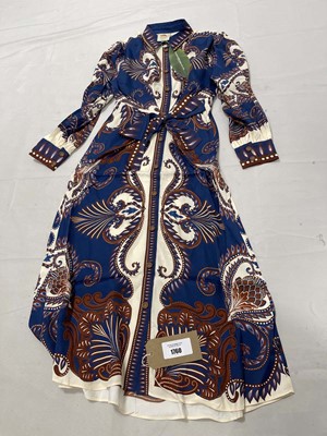 Lot Farm Rio arabesque scarf blue midi dress size XL