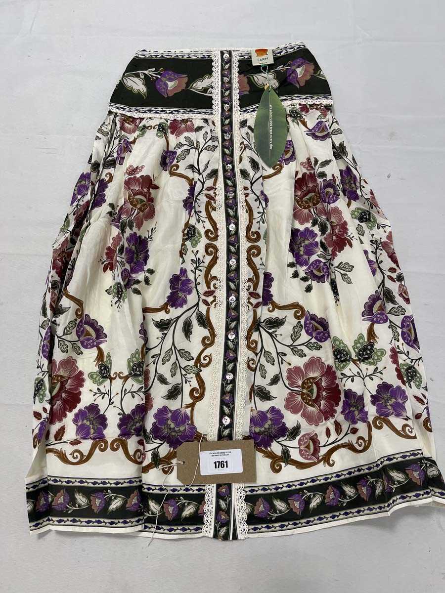 Lot Farm Rio roccoco flowers cream midi skirt size S