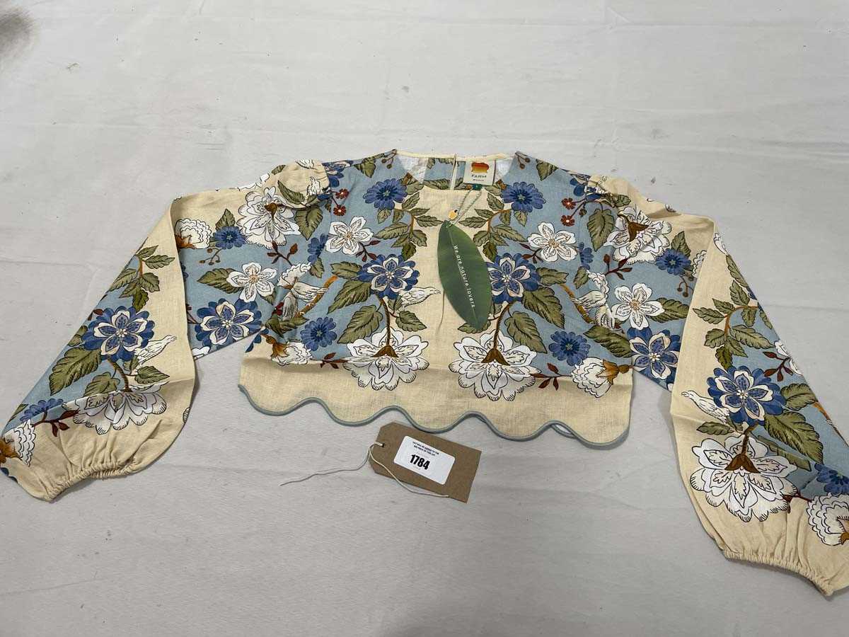 Lot Farm Rio garden scarf blue long sleeve blouse...