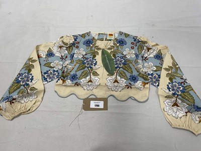 Lot Farm Rio garden scarf blue long sleeve blouse...