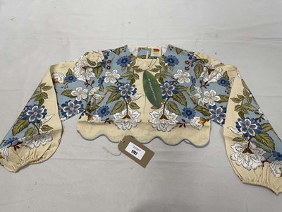 Lot Farm Rio garden scarf blue long sleeve blouse...