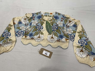 Lot Farm Rio garden scarf blue long sleeve blouse...