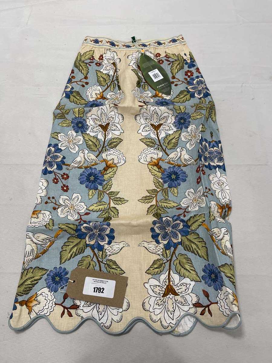 Lot Farm Rio garden scarf blue midi skirt size XS